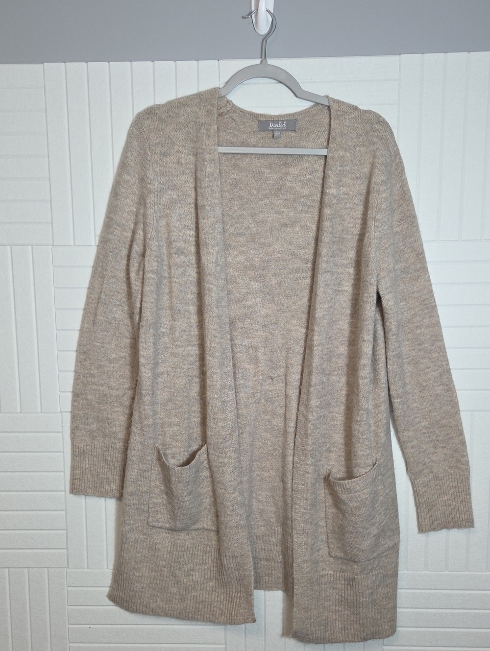 Marled Open Front Long Cardigan Sweater Size S